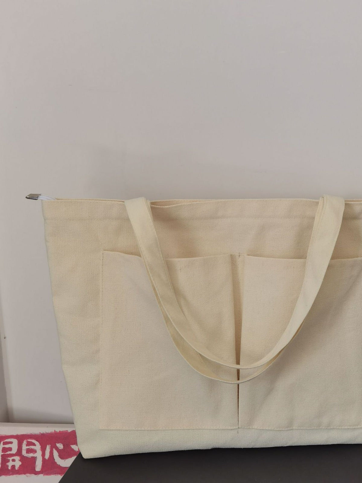 Canvas Women Tote Bag with Zipper