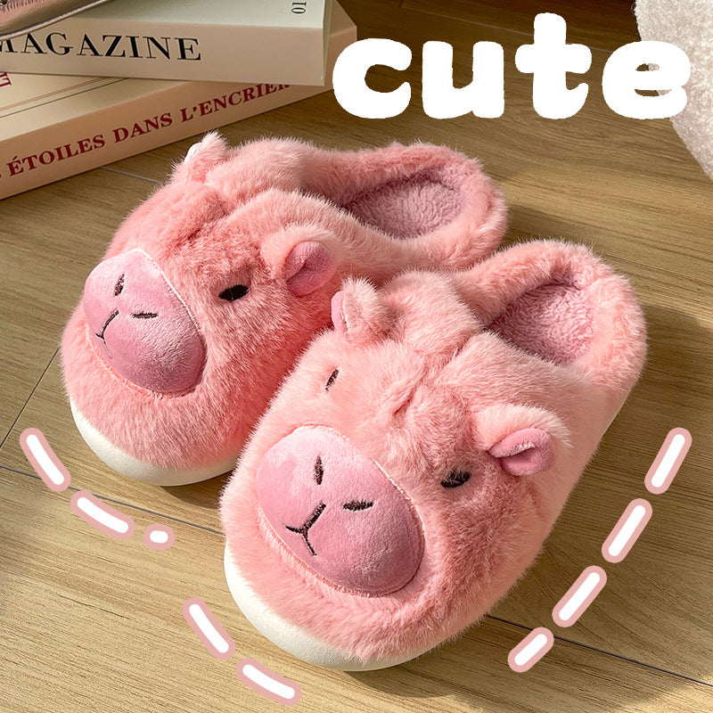 Capibara fuzzy slippers