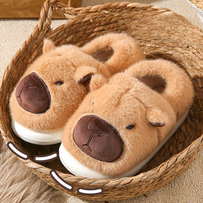 Capibara fuzzy slippers