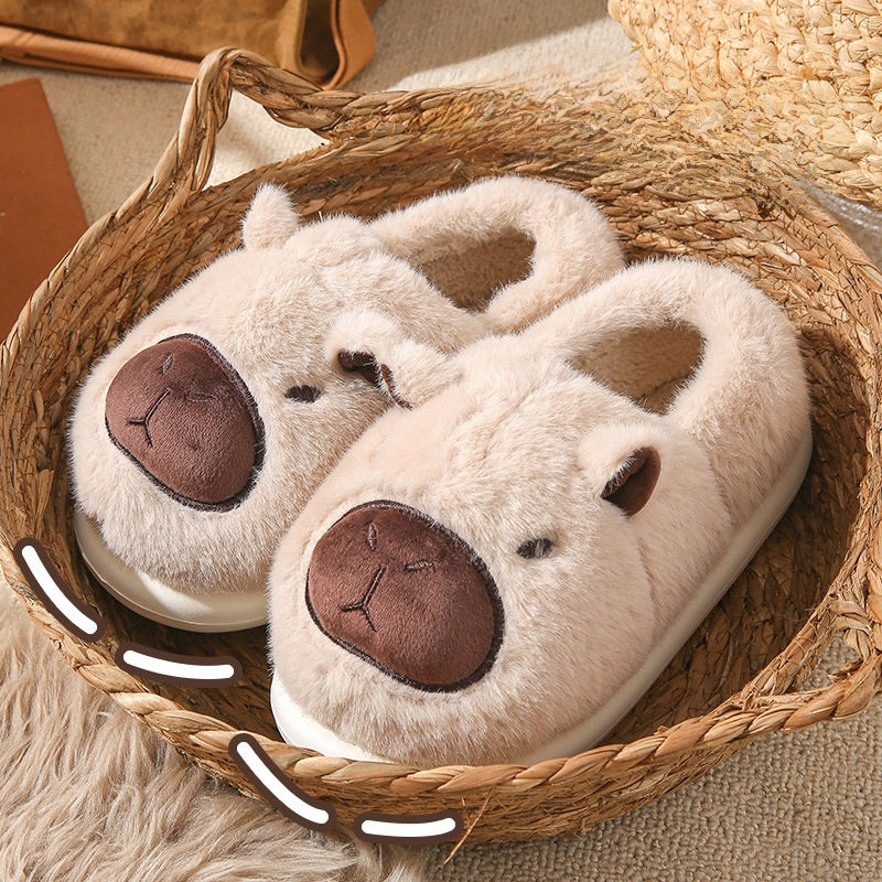 Capibara fuzzy slippers