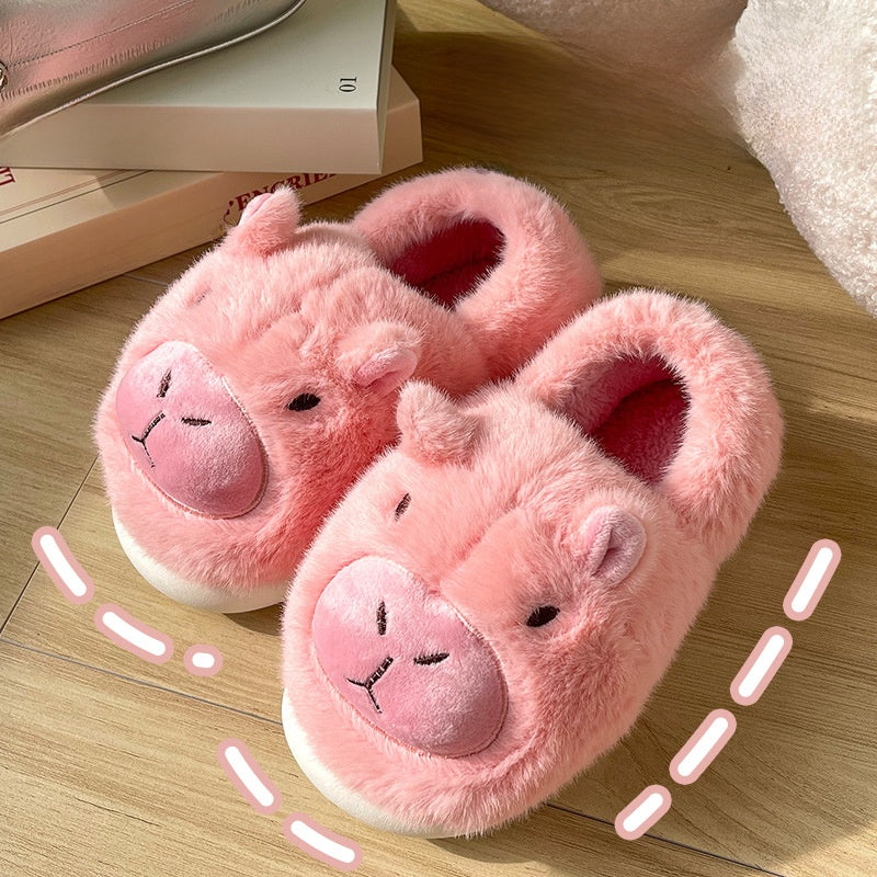 Capibara fuzzy slippers
