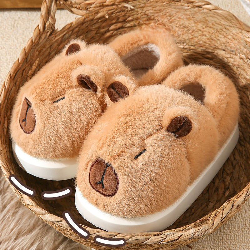 Capibara fuzzy slippers