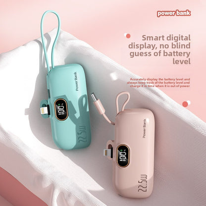Capsule Power Bank 22.5W Fast Charging with Built-in Cable