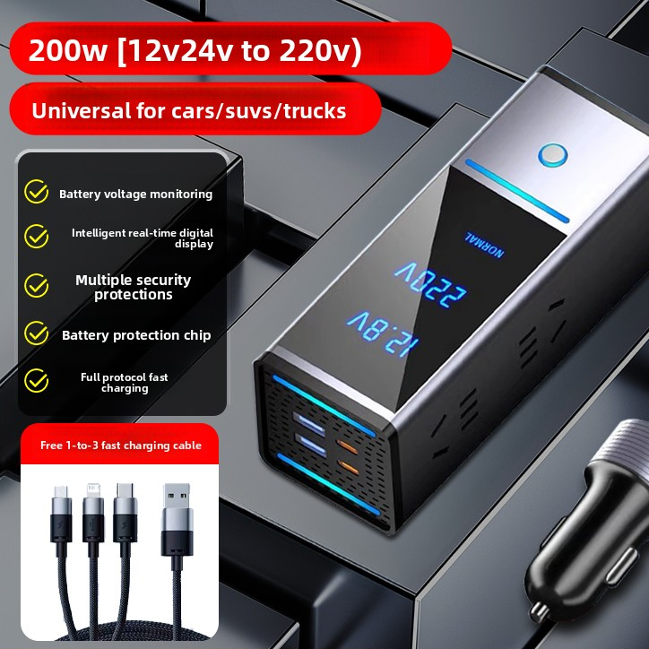 Car Charger Inverter Converter 12V 24V to 220V Socket with Fast Charging