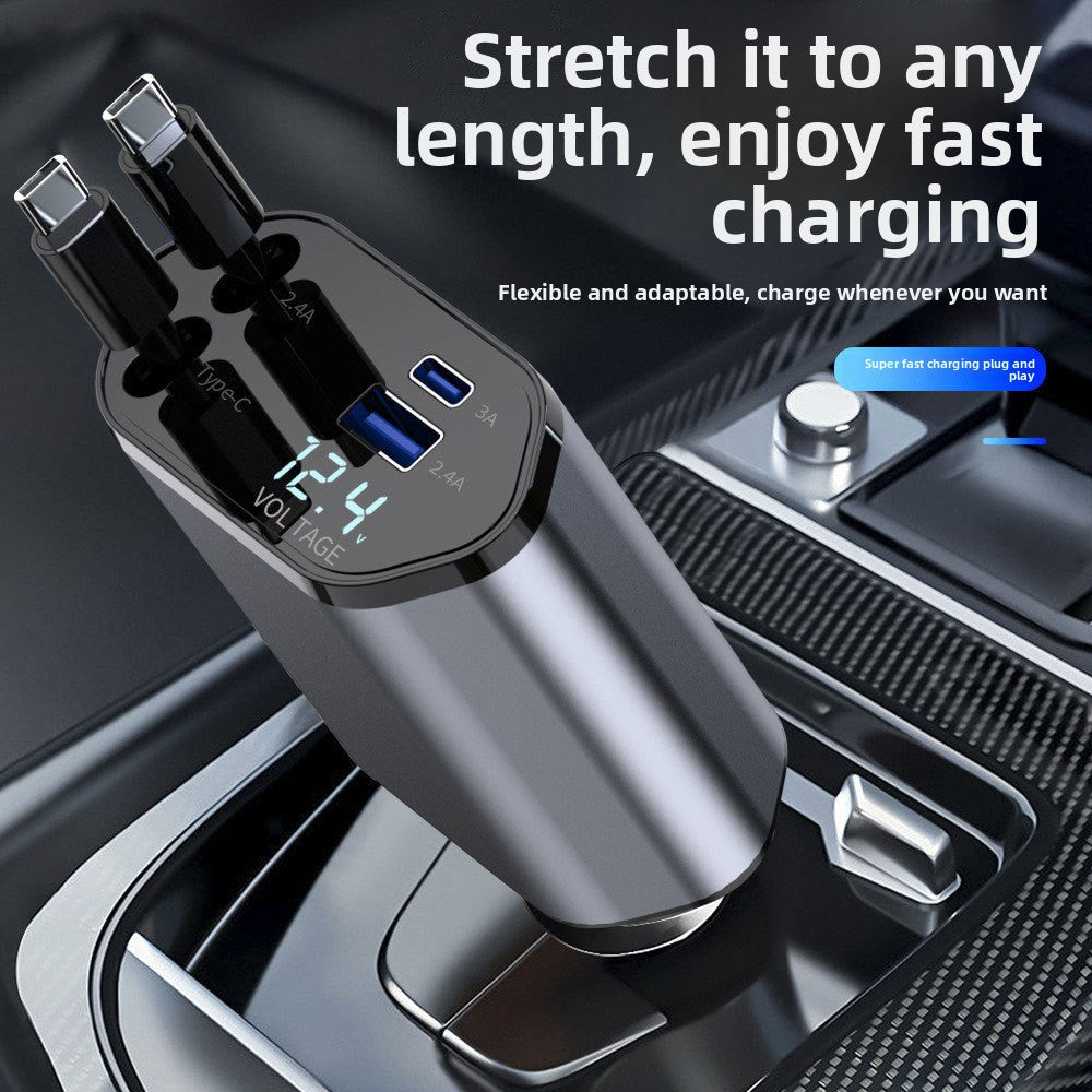 Car Charger with Retractable Cable 120W Fast Charging
