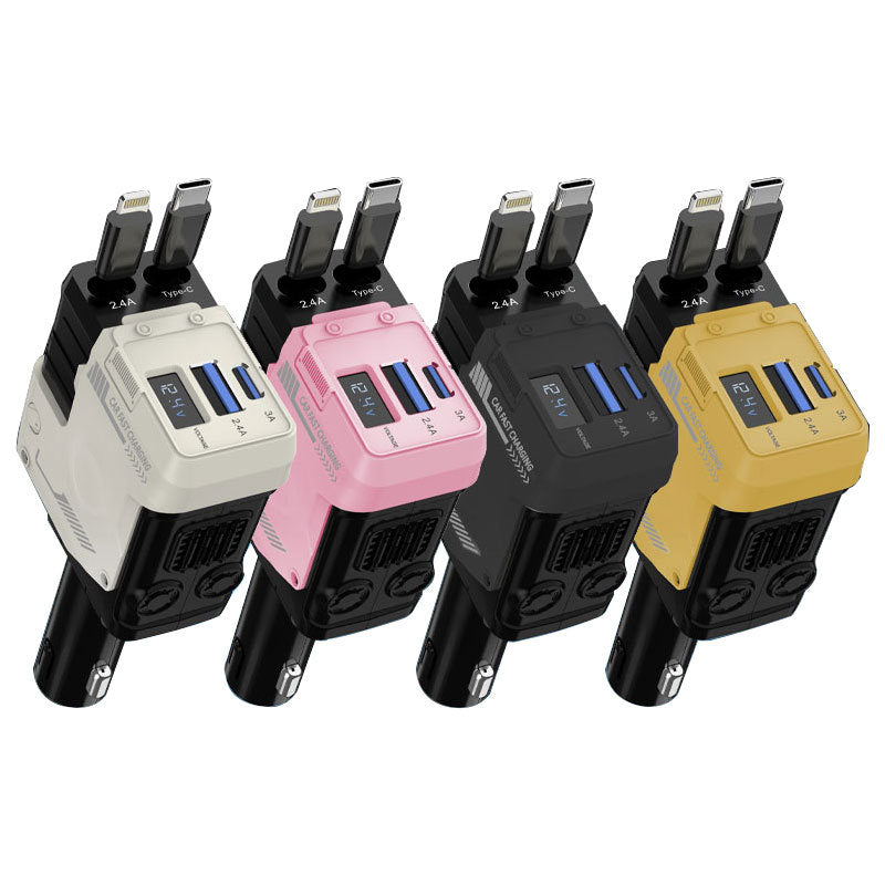 Car Charger with Retractable Cable 120W Fast Charging