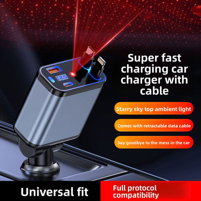 Car Charger with Retractable Cable 120W Fast Charging