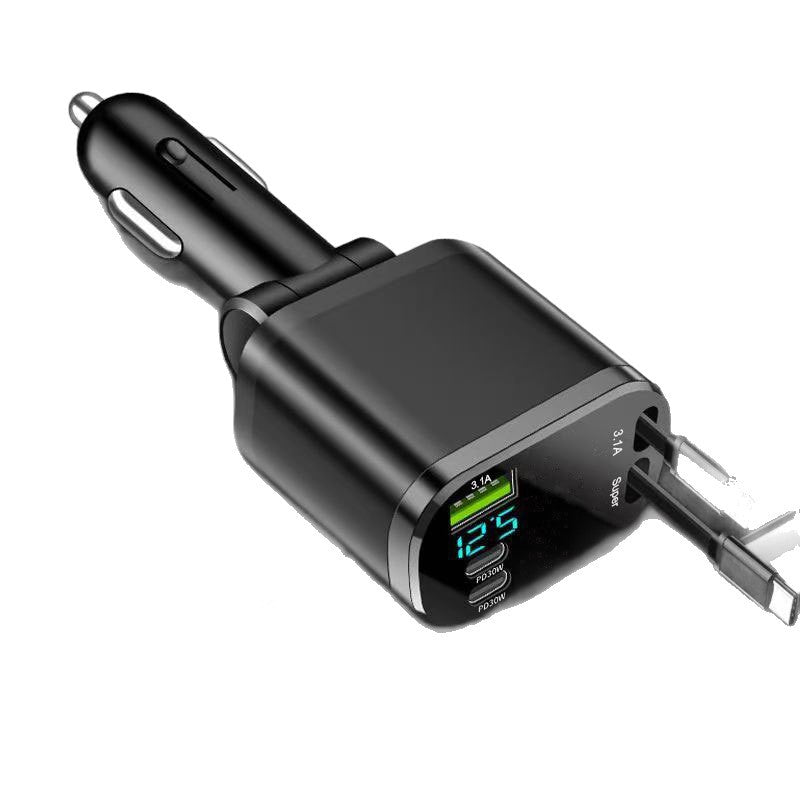Car Charger with Retractable Cable 120W Fast Charging