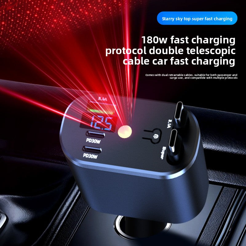 Car Charger with Retractable Cable 120W Fast Charging