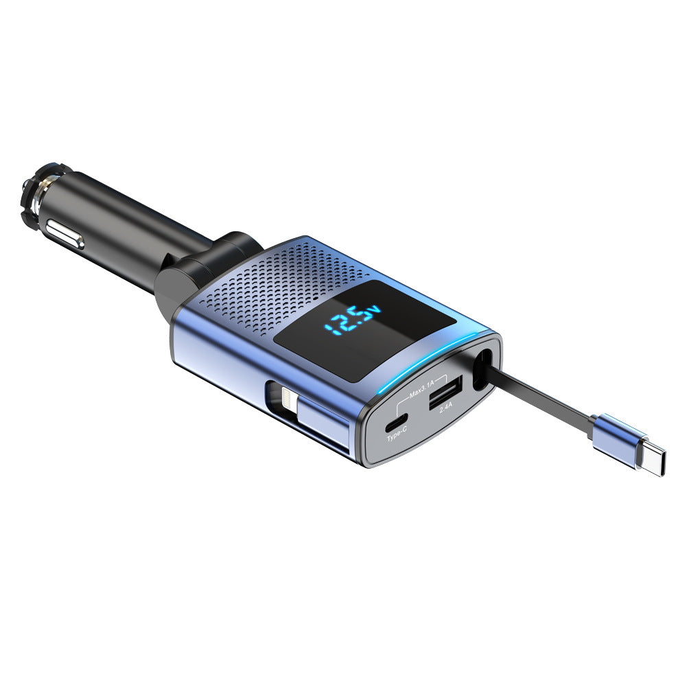 Car Charger with Retractable Cable Fast Charging 80.5W