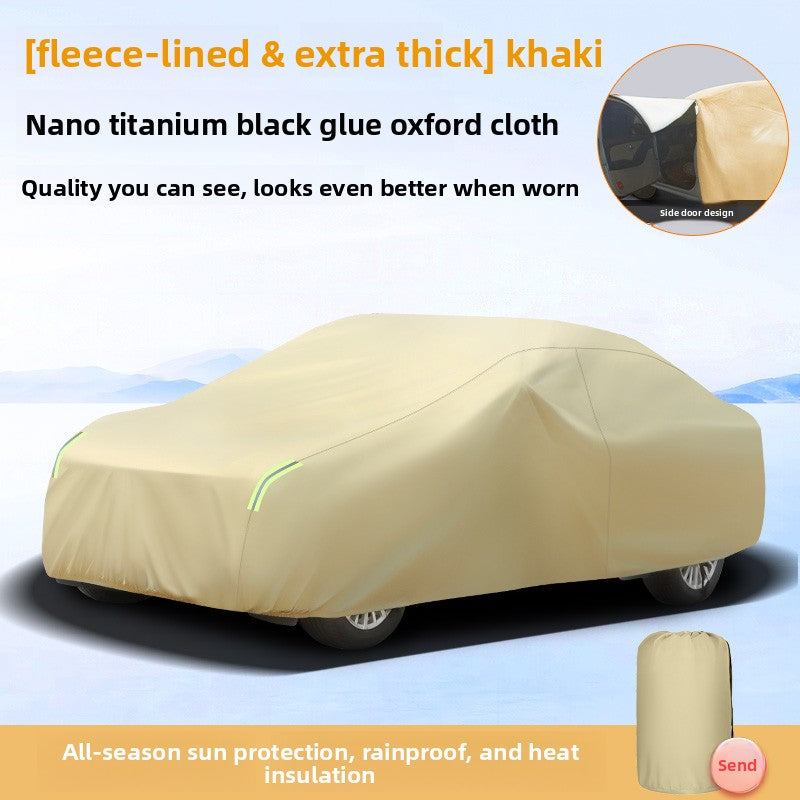 Car Cover, Sun Protection, Rainproof, Heat Insulation, Thickened Oxford Cloth, Dustproof, Full Cover, Universal for All Seasons