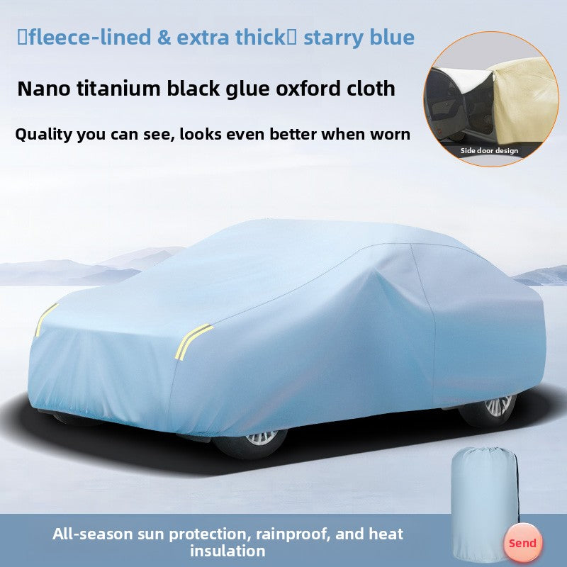Car Cover, Sun Protection, Rainproof, Heat Insulation, Thickened Oxford Cloth, Dustproof, Full Cover, Universal for All Seasons