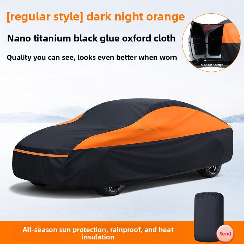 Car Cover, Sun Protection, Rainproof, Heat Insulation, Thickened Oxford Cloth, Dustproof, Full Cover, Universal for All Seasons