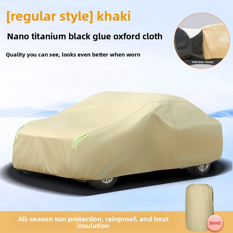 Car Cover, Sun Protection, Rainproof, Heat Insulation, Thickened Oxford Cloth, Dustproof, Full Cover, Universal for All Seasons
