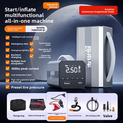 Car Emergency Jump Starter with Air Compressor and Power Bank