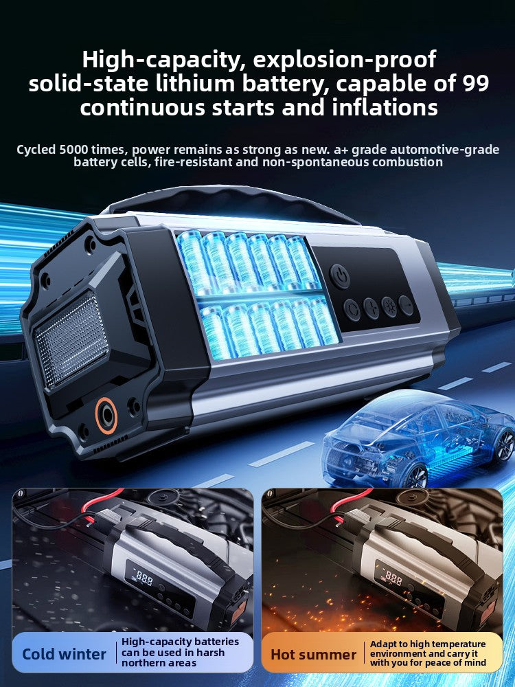Car Emergency Jump Starter with Air Compressor and Power Bank