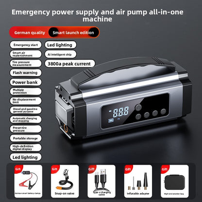 Car Emergency Jump Starter with Air Compressor and Power Bank
