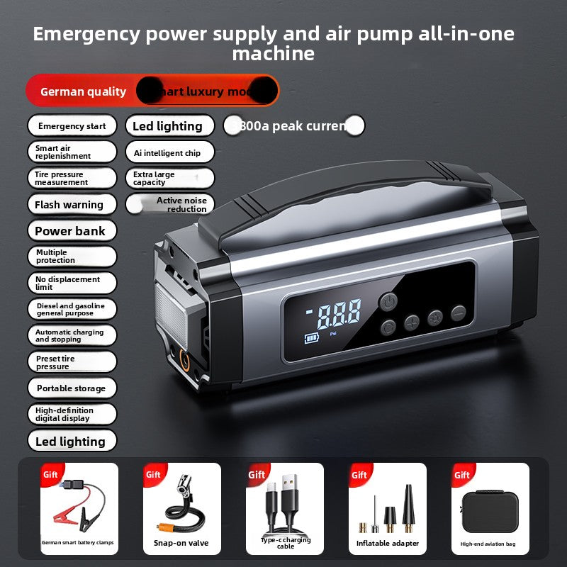 Car Emergency Jump Starter with Air Compressor and Power Bank