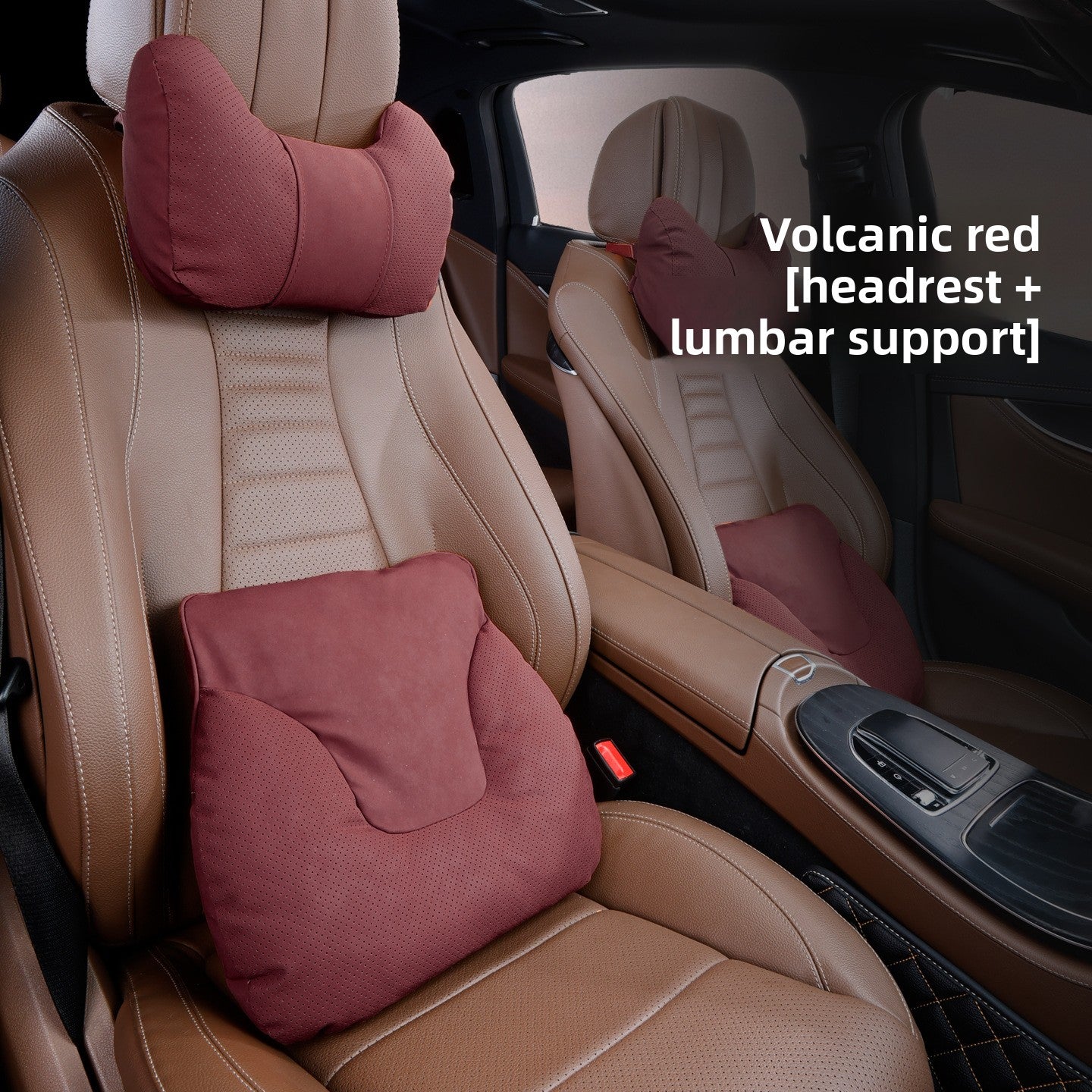 Car Headrest Neck Pillow and Lumbar Support Set