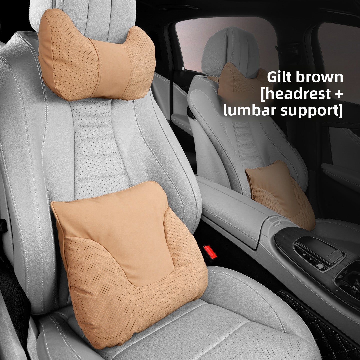 Car Headrest Neck Pillow and Lumbar Support Set
