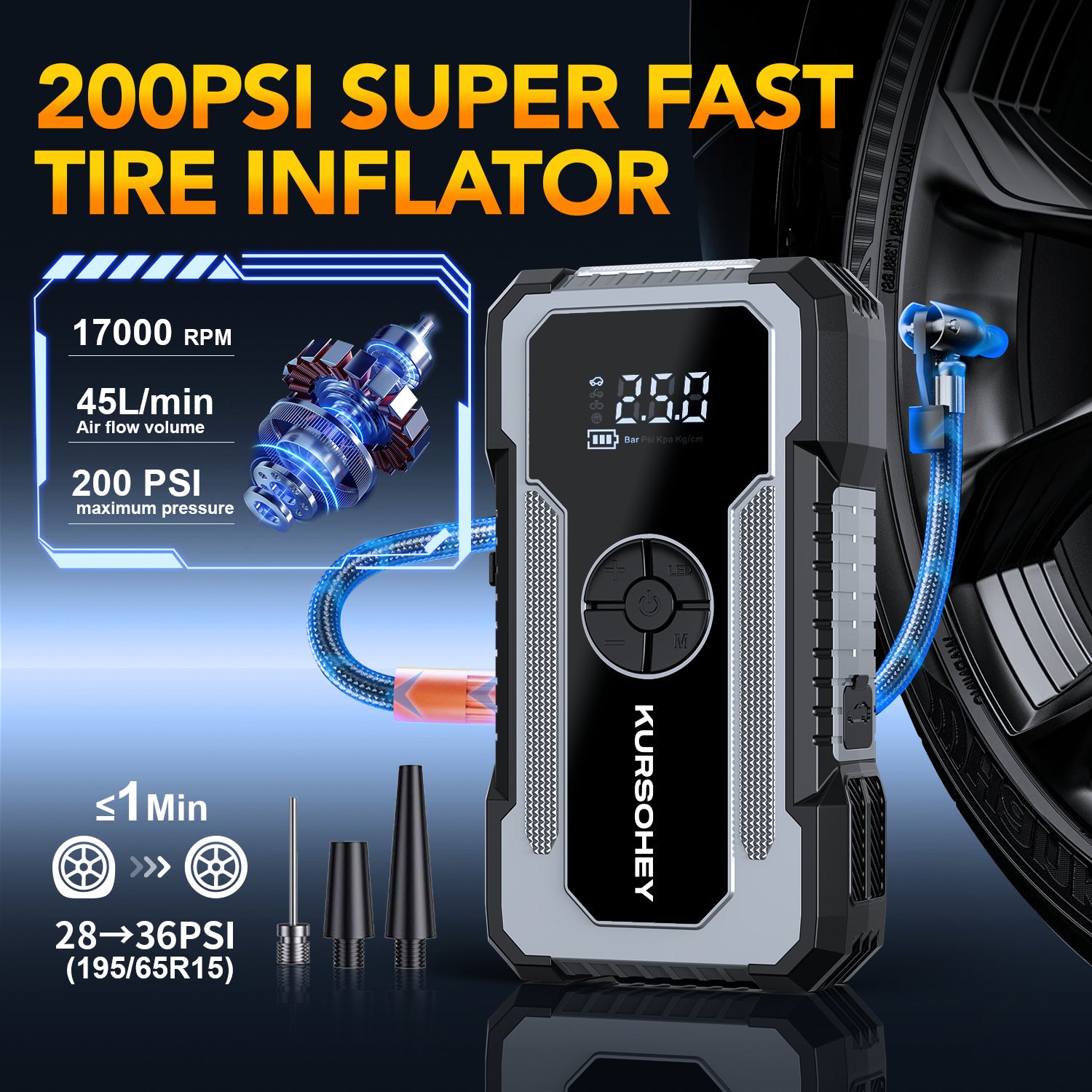Car Jump Starter and Air Compressor Combo 12V Power Bank