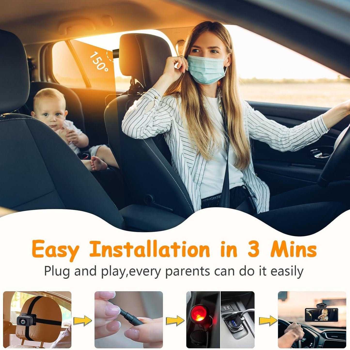 Car-Mounted Baby Monitor with HD Display