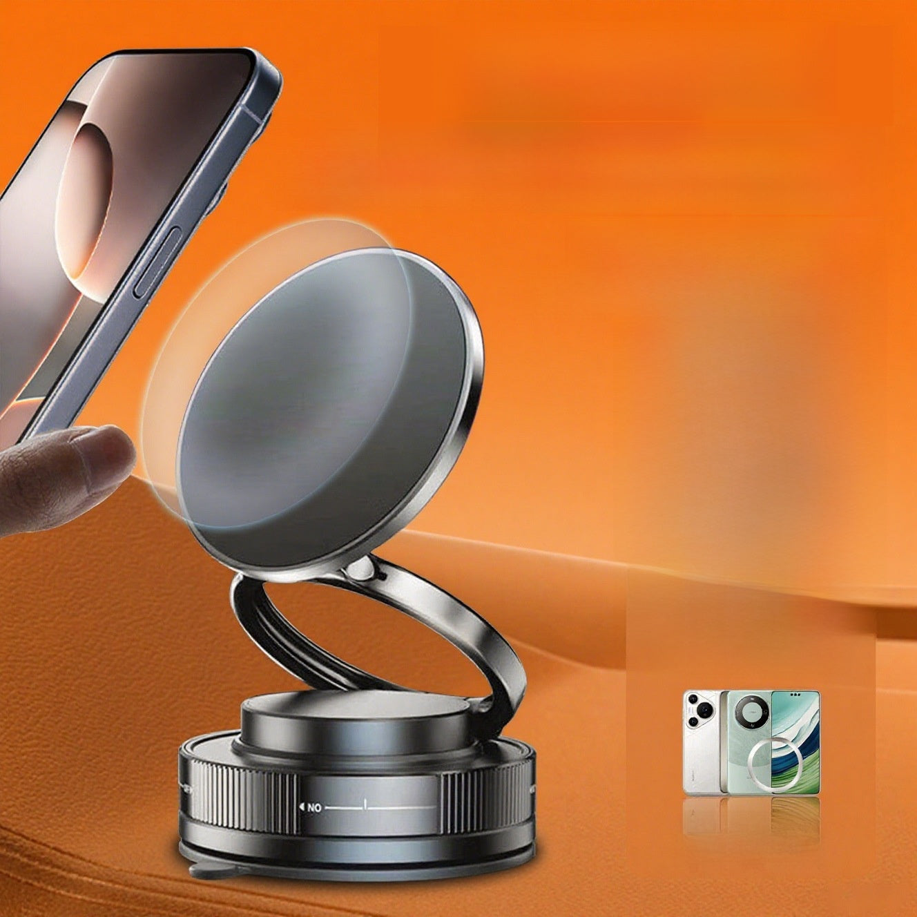 Car Phone Holder with Magnetic Mount and Suction Base