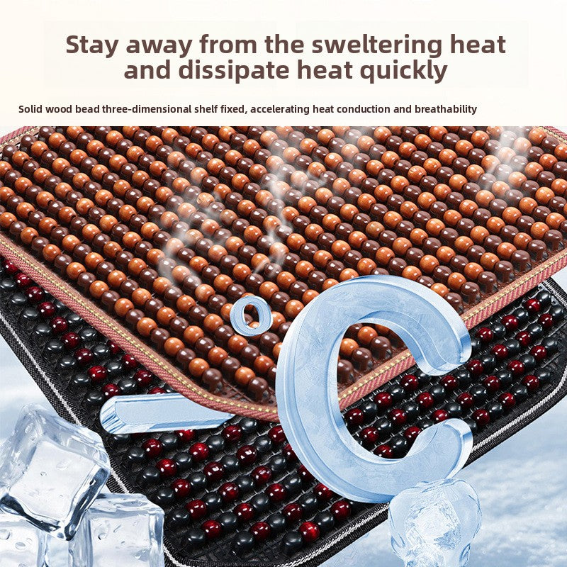 Car Seat Cushion Summer Cooling Mat Wooden Bead Ventilation Seat Pad