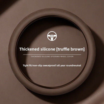 Car Silicone Steering Wheel Cover, Thickened, Suitable for All Seasons, Anti-Slip, Breathable Protective Cover, Summer Handle Cover