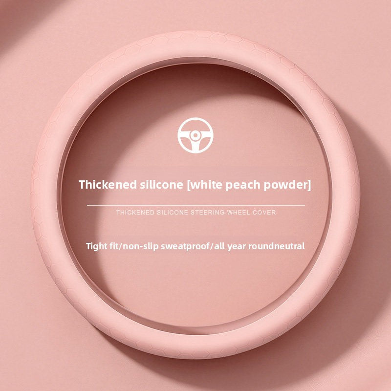 Car Silicone Steering Wheel Cover, Thickened, Suitable for All Seasons, Anti-Slip, Breathable Protective Cover, Summer Handle Cover