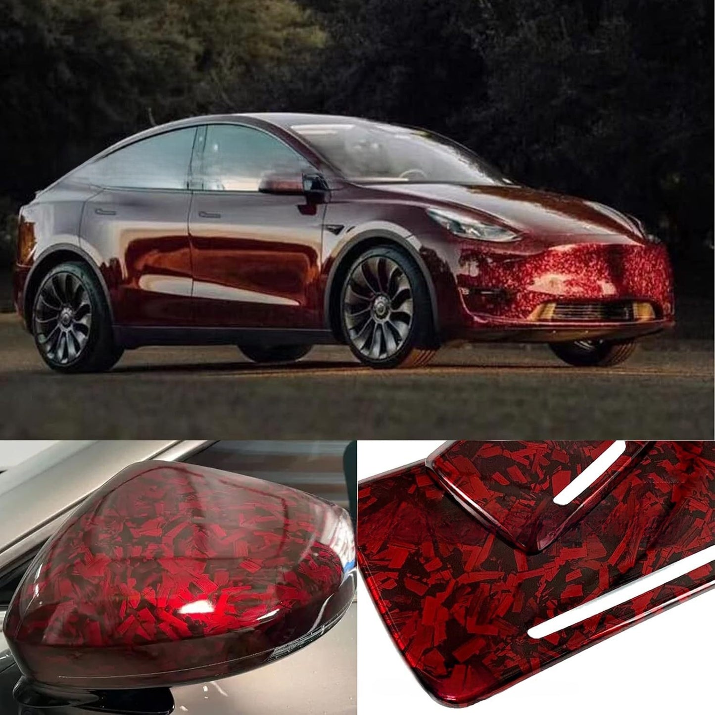 Car stickers are forged carbon fiber in black and red