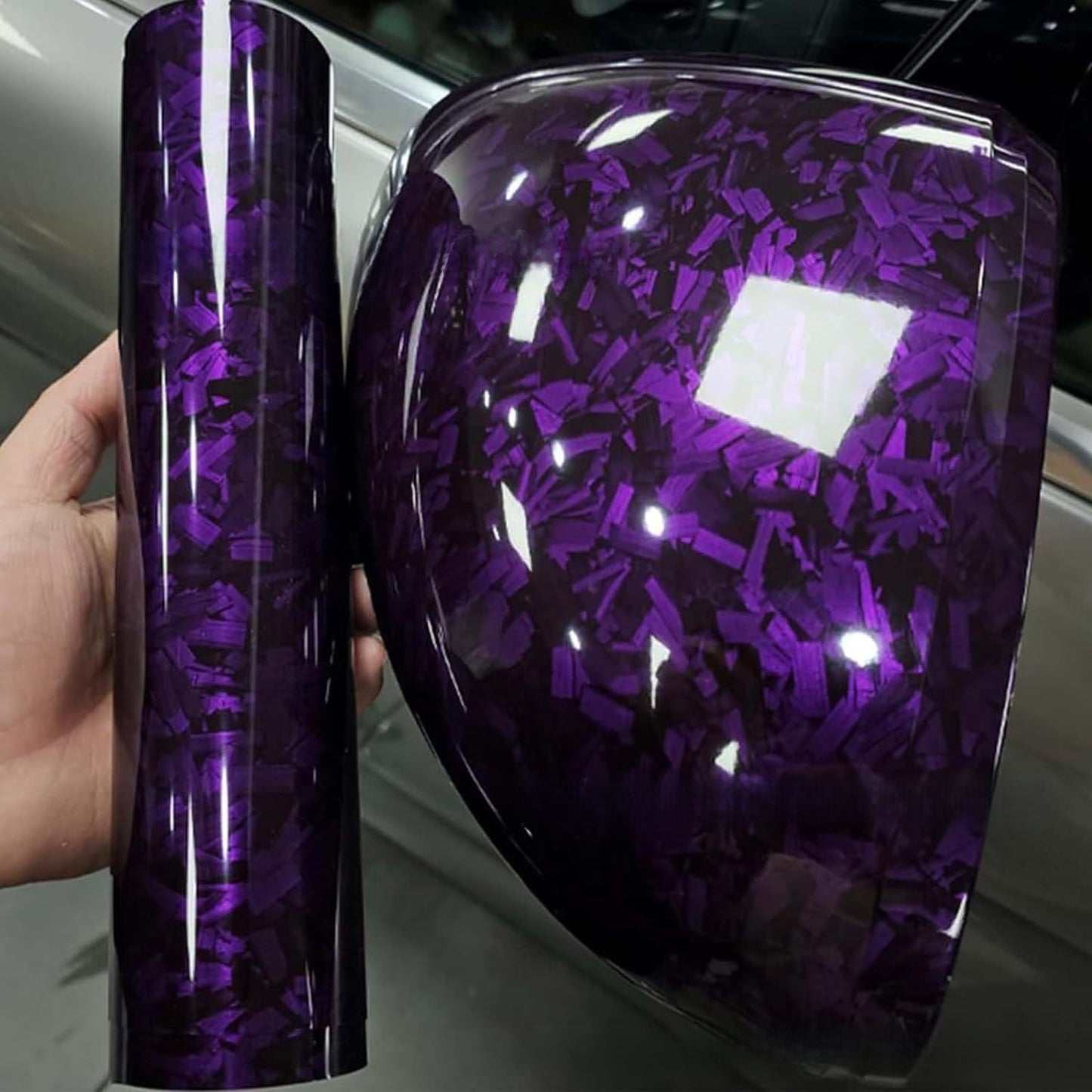 Car stickers are forged carbon fiber in black and red