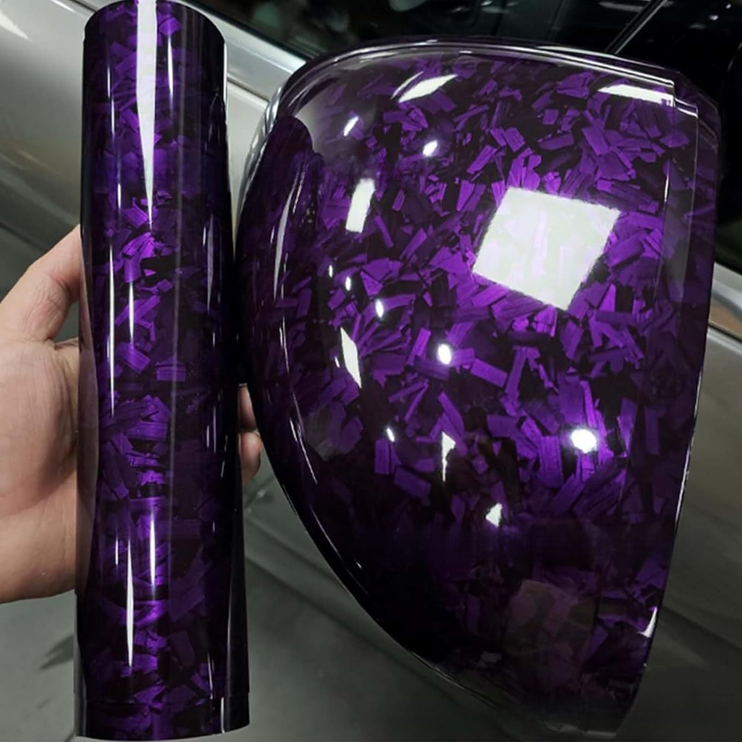 Car stickers are forged carbon fiber in black and red