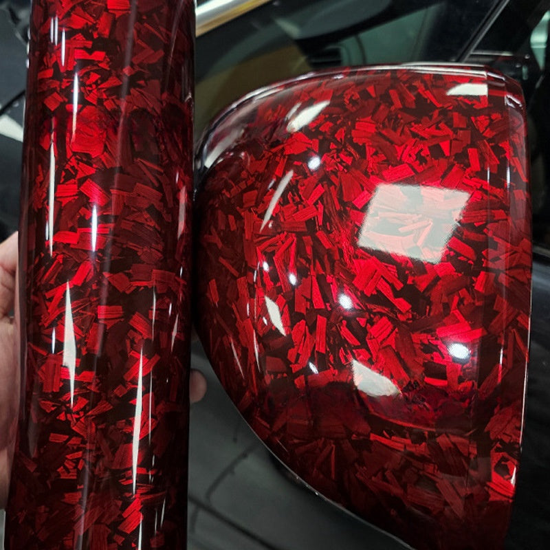 Car stickers are forged carbon fiber in black and red