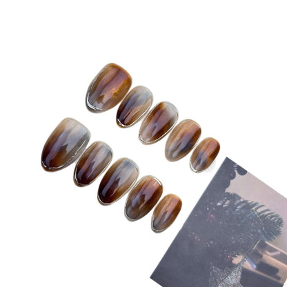 Caramel-dyed handmade nails