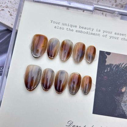 Caramel-dyed handmade nails