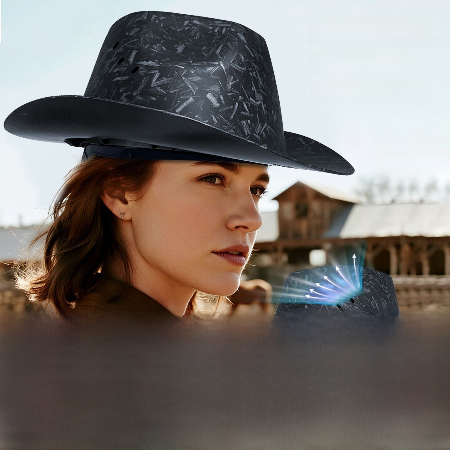 Carbon Fiber Cowboy Safety Helmet with Sun Protection