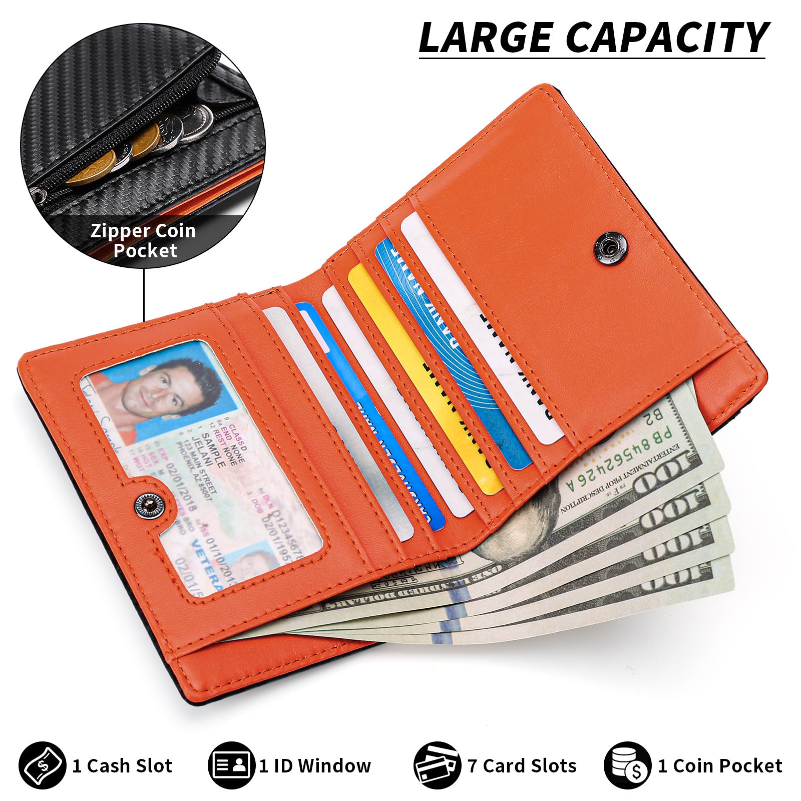 Carbon fiber leather wallet