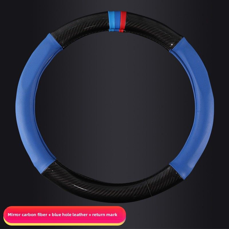 Carbon Fiber Steering Wheel Cover with Perforated Leather