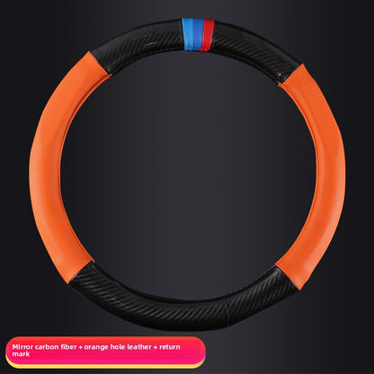 Carbon Fiber Steering Wheel Cover with Perforated Leather