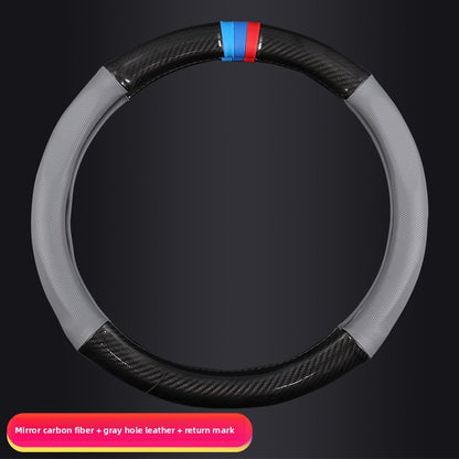 Carbon Fiber Steering Wheel Cover with Perforated Leather