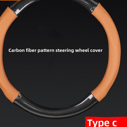 Carbon Fiber Steering Wheel Cover with Perforated Leather