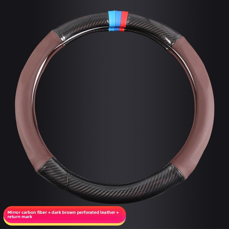 Carbon Fiber Steering Wheel Cover with Perforated Leather