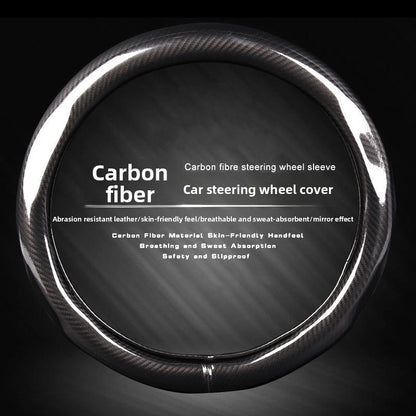 Carbon Fiber Steering Wheel Cover with Perforated Leather