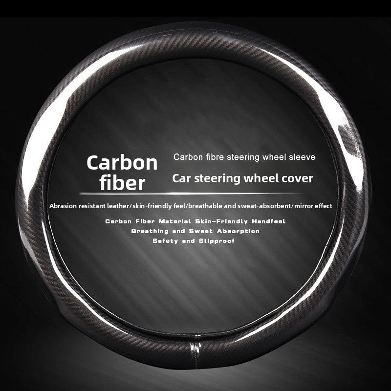 Carbon Fiber Steering Wheel Cover with Perforated Leather