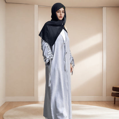 Cardigan coat with drawstring dress