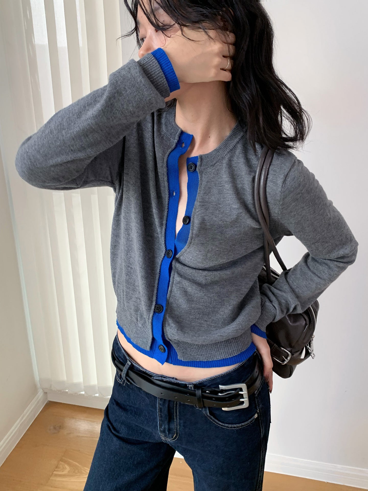Cardigan Crewneck Top