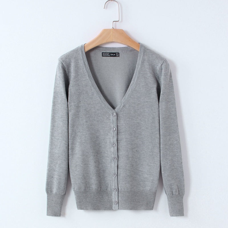 Cardigan, shawl, long-sleeved V-neck short coat