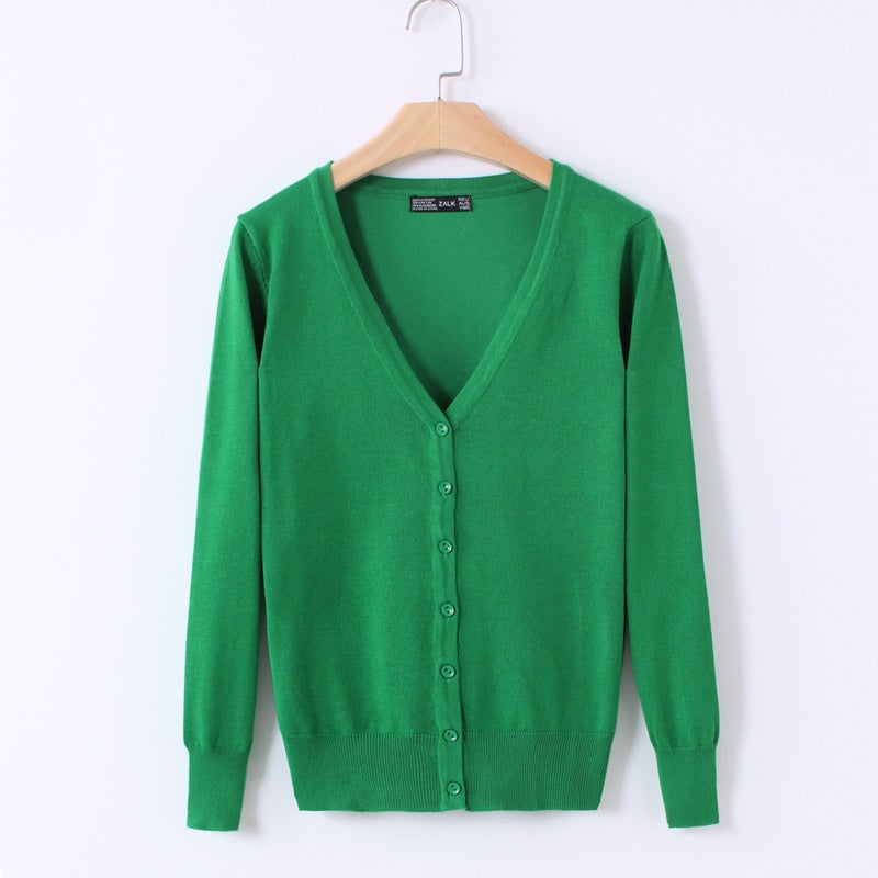 Cardigan, shawl, long-sleeved V-neck short coat