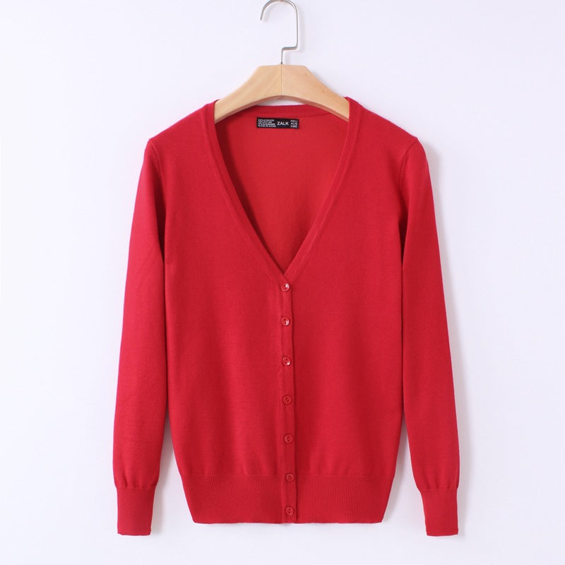 Cardigan, shawl, long-sleeved V-neck short coat